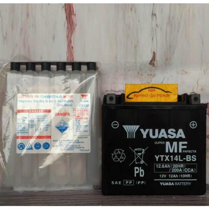 YUASA AKI MOTOR YTX14BS YTX14-BS MF ACCU MOTOR BESAR MOGE