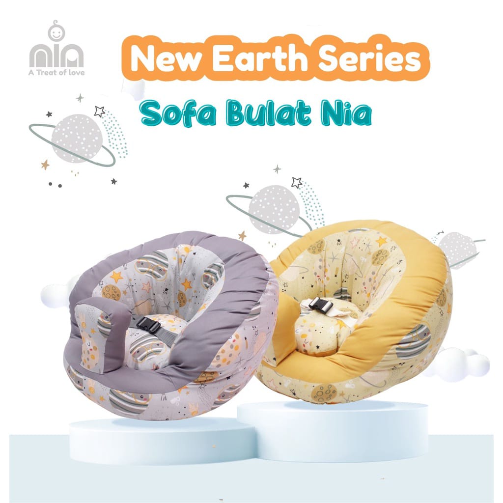 EL NEW  NIA Sofa Bayi Sofa Bayi Belajar Duduk Sofa Nia Kaki Bulat + Sabuk Pengaman-sofa baby