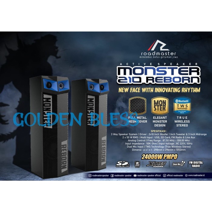 Speaker Aktif Roadmaster Monster 210 Reborn 24000W ( 1 set ) Original