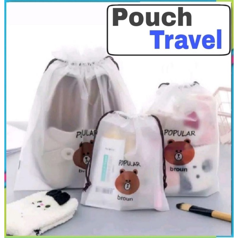 Travel Pouch Organizer Anti Air Tas Serut Kosmetik Import