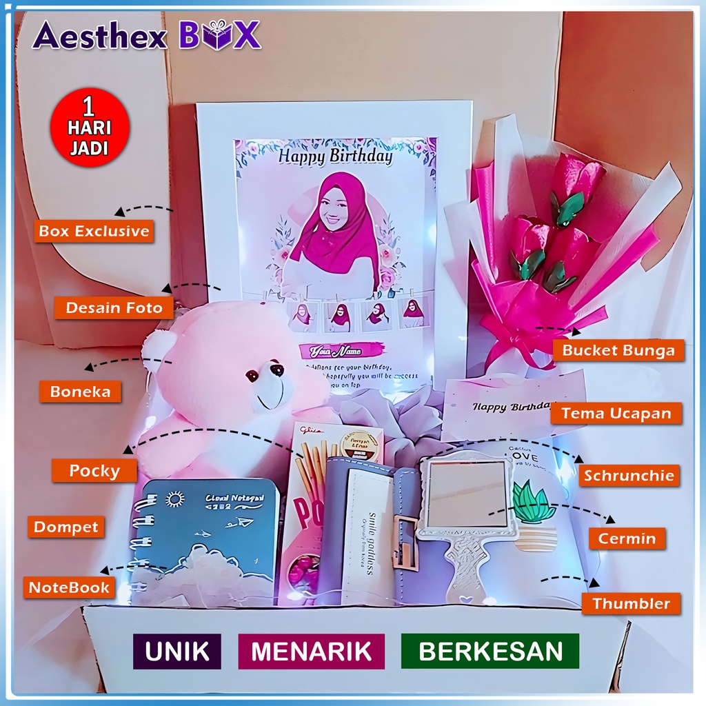 Jual Hampers Hadiah Kado Ultah Untuk Cewek Dewasa Kekinian Unik Aesthetic T Box Hampers Buat 8408