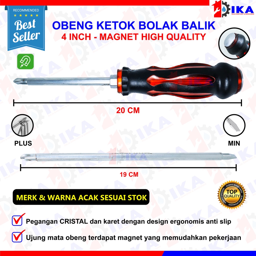 Obeng Ketok 4 inch Bolak Balik Plus Minus Berkualitas Weldom / obeng getok BB