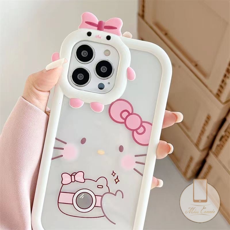 Redmi 9T 9C 9C A1 A1+ 10 9 10A 9A 10C 9C NFC Casing Soft Case Redmi Note 11 11Pro+10 9 8 9Pro Lucu 3D Bow Little Monster Lensa Kartun Cantik Hello Kitty Shockproof Soft Cartoon Cover