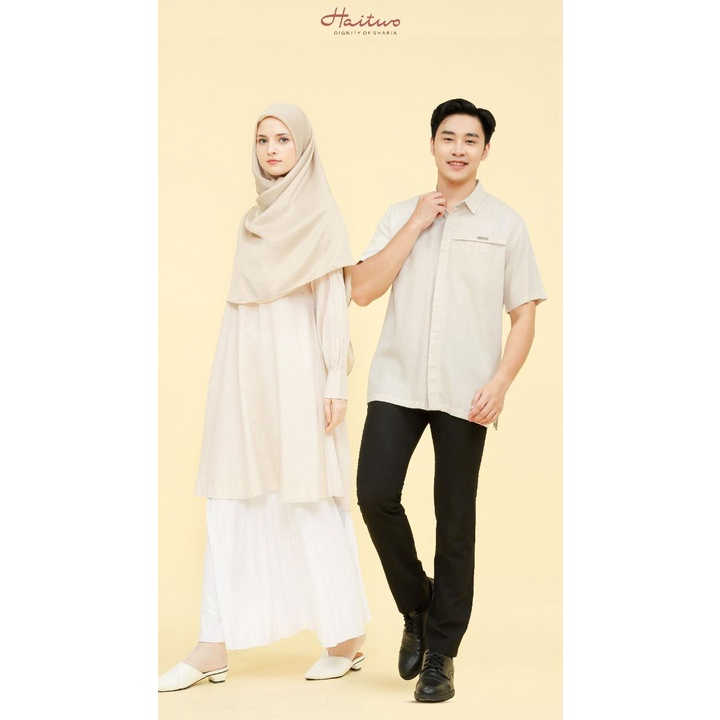 Haitwo Couple Tunik Laela dan Koko Lukman Bahan Linen Model Simple dan Syar'i