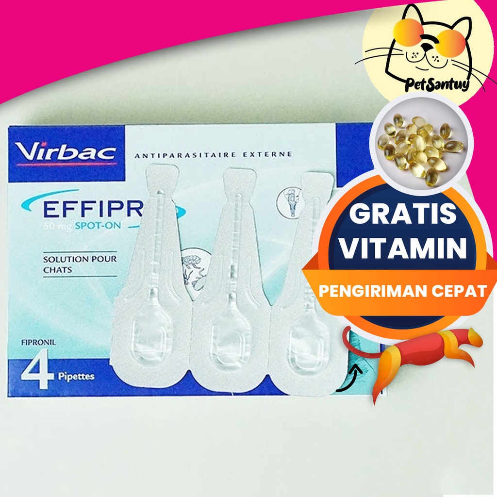 Effipro Cat 50Mg | 1 Pipet | Obat Kutu Super Premium Virbac (JAMINAN BAGUS) ORIGINAL Free Minyak Ika