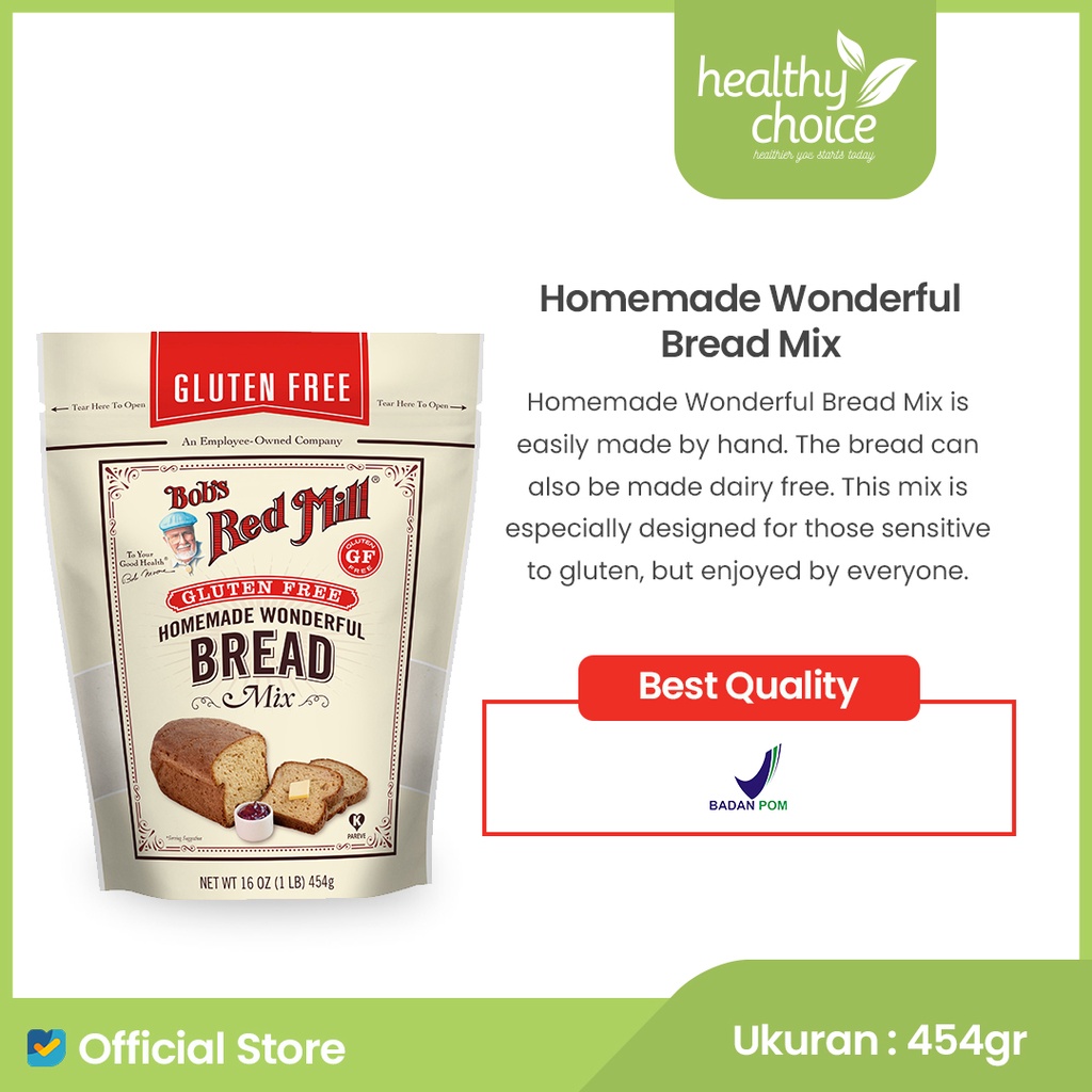 

Bob's Red Mill Gluten Free Homemade Wonderful Bread Mix 454gr