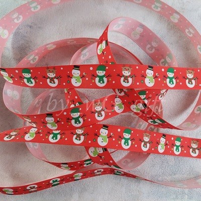 

[READY] Pita Natal Christmas - Grosgrain - Merah - Snowman; L 2.5 cm - 50 yard