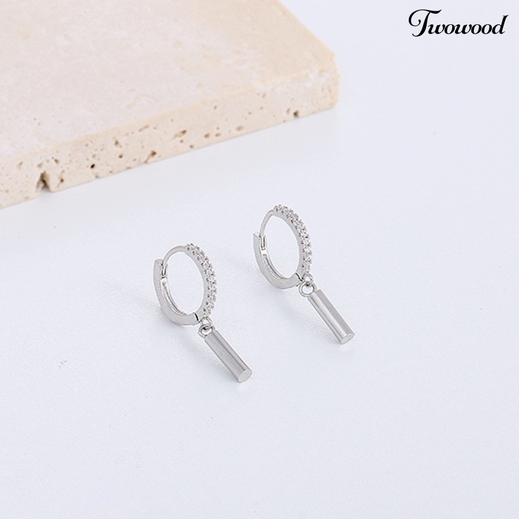 1 Pc Anting Menjuntai Bentuk Strip Bahan Cubic Zirconia Gaya Korea Untuk Pesta Pernikahan