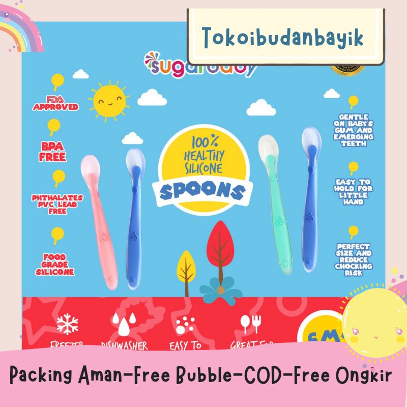 Sugar baby healthy silicone spoons isi 2/sendok makan sugarbaby