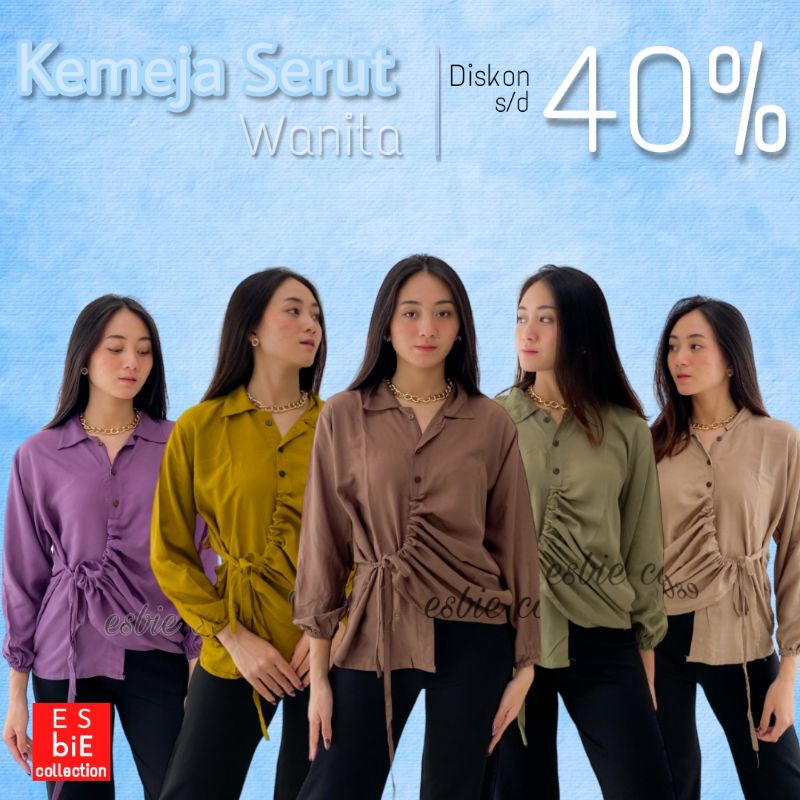 Blouse kemeja serut polos crinkle airflow