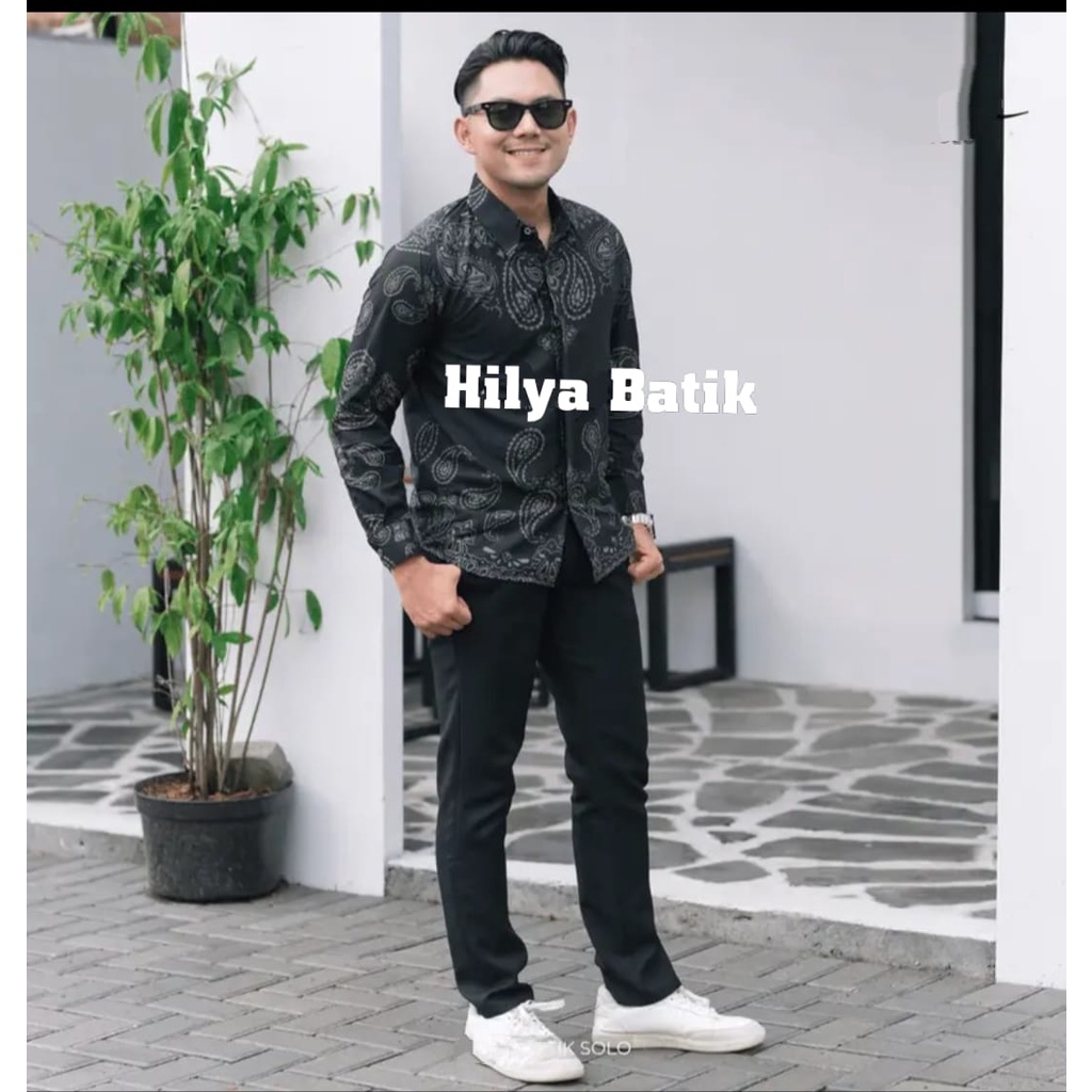 BINTANG Kemeja Batik Pria Lengan Panjang Slimfit Lapis Furing Halus Bahan Katun Pemium