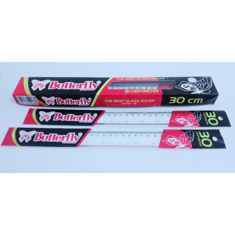 

BUTTERFLY penggaris 30 cm Mistar/penggaris/ukur/panjang/plastik