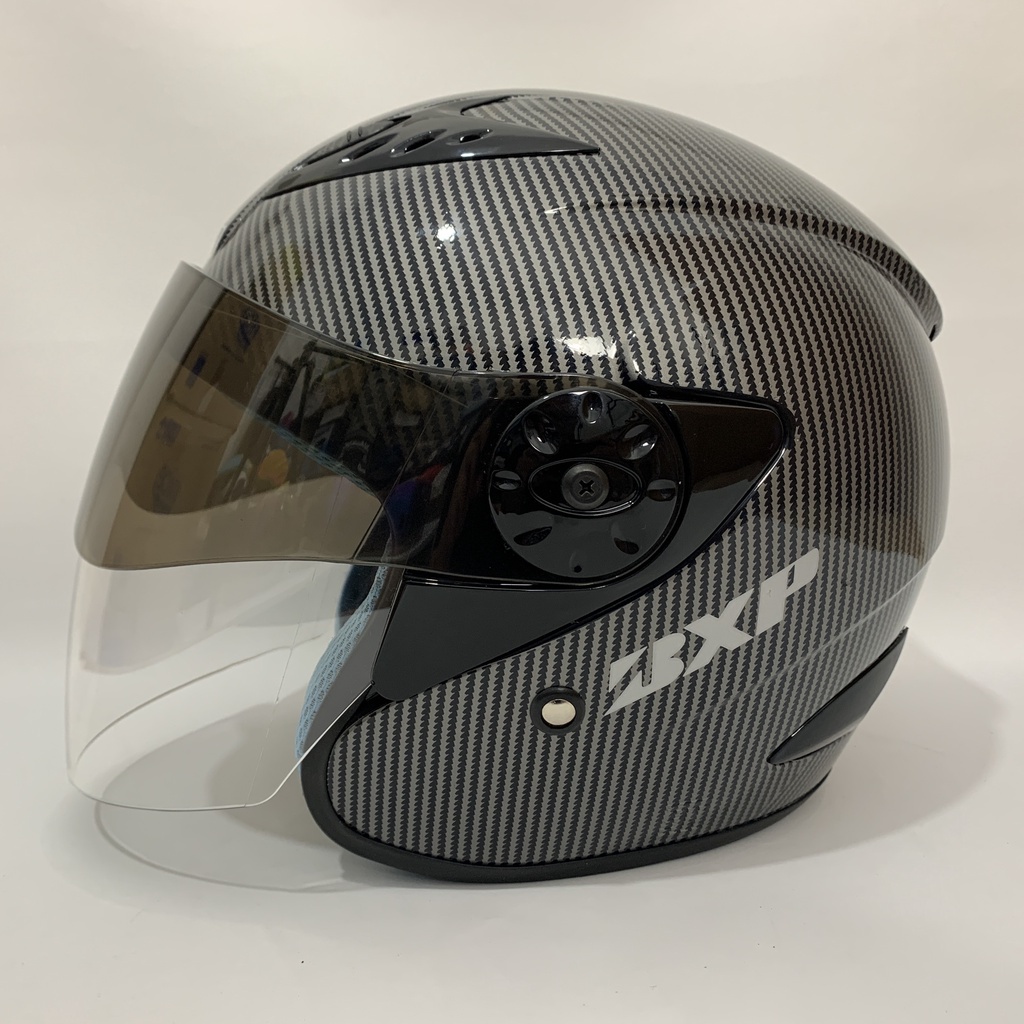 Helm Vision 2 Carbon Glossy - Kaca Iridium Silver Pelangi - Helm Vision Double Visor - Helm Dewasa - Helm SNI - Helmet - Helem