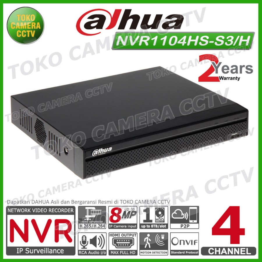 NVR DAHUA 4 CHANNEL NVR1104HS-S3/H NVR 4CH IP CAMERA