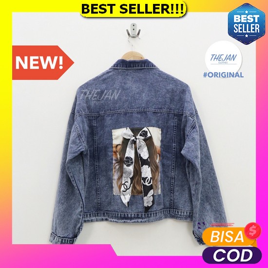 Jaket Jeans Denim Slimfit Wanita / Jaket Jeans Croop Cewe - Balck Acid Wash (Original) Oversize Alab