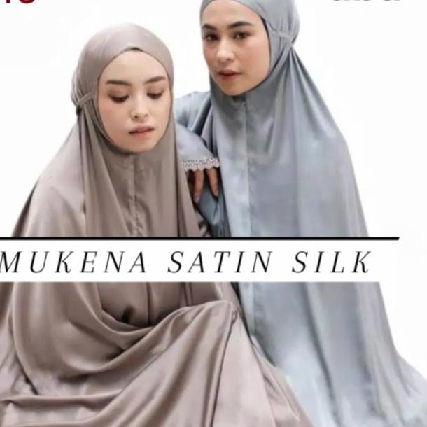 mukena satin silk premium - bw/putih