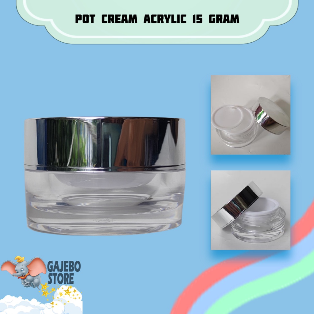 POT CREAM ACRYLIC 15GR / POT AKRILIK LUXURY SILVER PEARL CHROME LIST SILVER