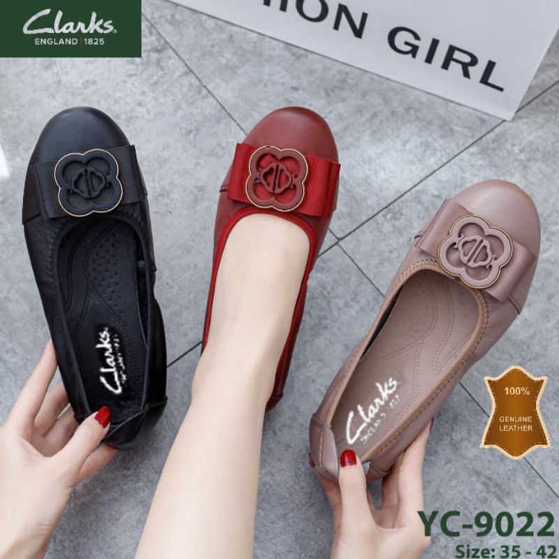 Clarks / Clarks Flat YC-9022 / Sepatu clarks wanita / clarks flat logo