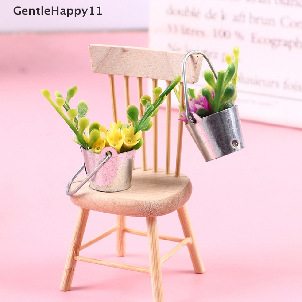 Gentlehappy Miniatur Keranjang Bunga Bahan Besi Skala 1: 12 Untuk Dekorasi Taman Rumah Boneka