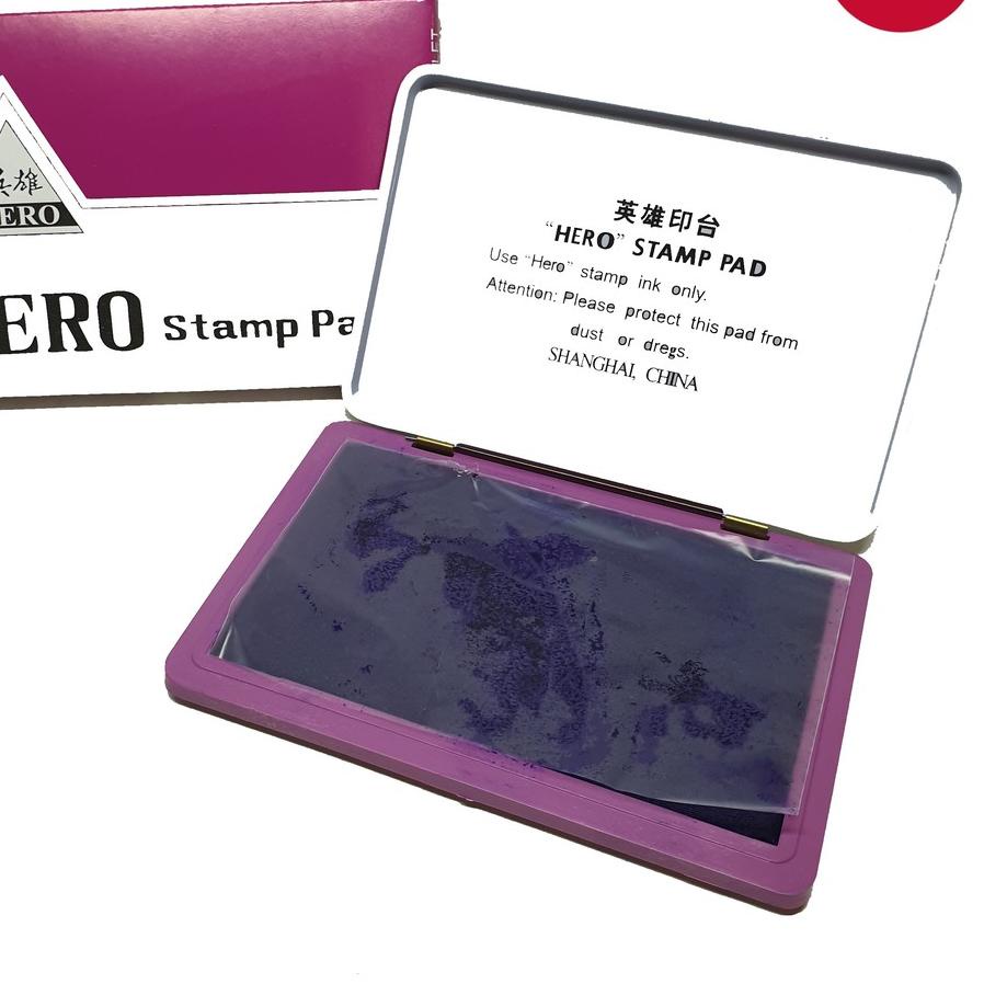 

ふ Bantalan/tempat Stempel/Stampel/Stamp Pad HERO Besar +Tinta Violet 8x12 cm