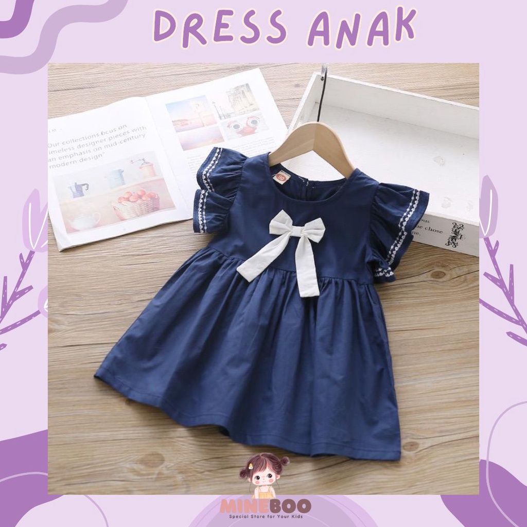 mineboo - CARLA RIBBON EBV 0-7tahun Dress anak/Bayi Perempuan Gaun bayi Rok Anak tipis Pakain anak perempuan cewek inport dress pesta