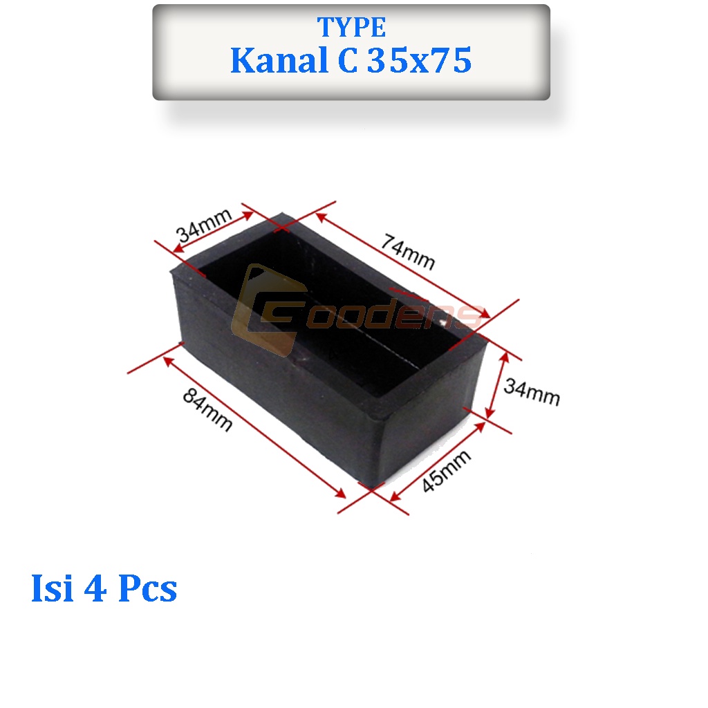 Karet Holo Kanal C 35x75 Karet Kaki Baja Ringan isi 4 pcs