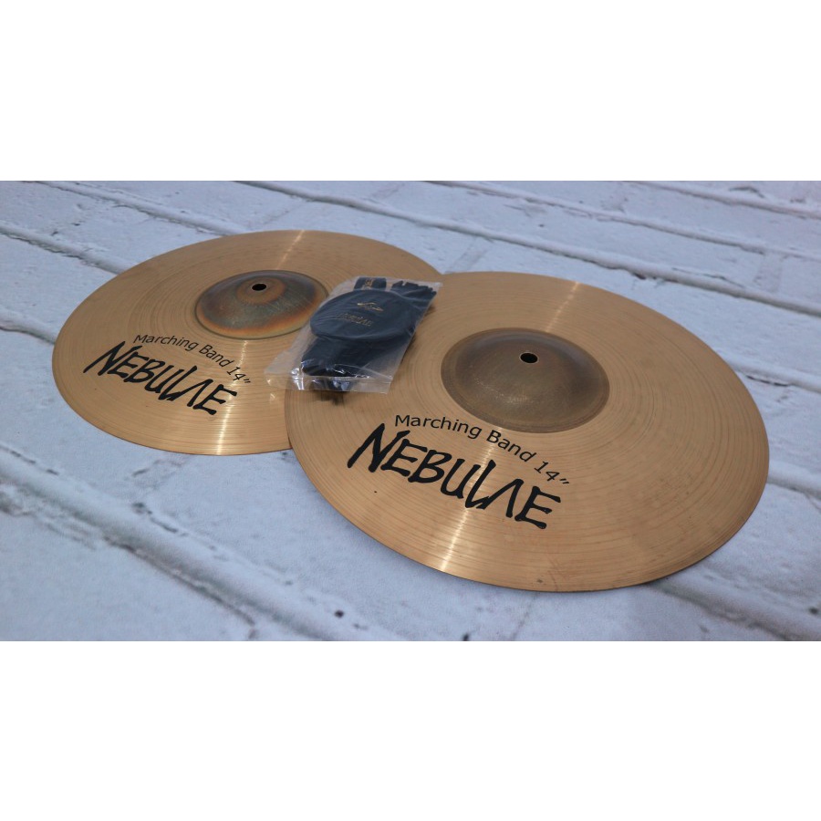 Cymbal Nebulae Marching Band 14 " satu set dan strap cymbal drumband