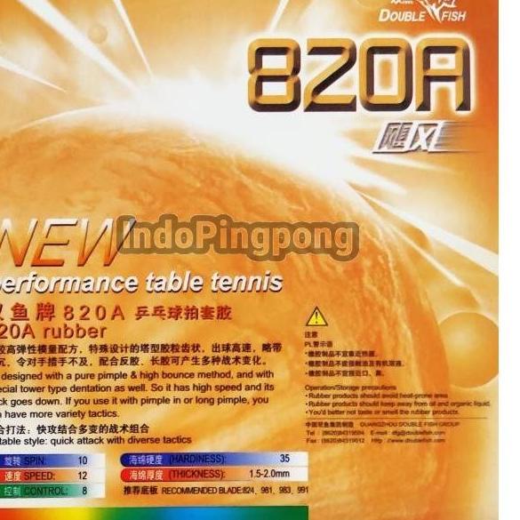 Double Fish 820A ~ Short Pips Rubber Karet Bintik Serang Pendek - Hitam