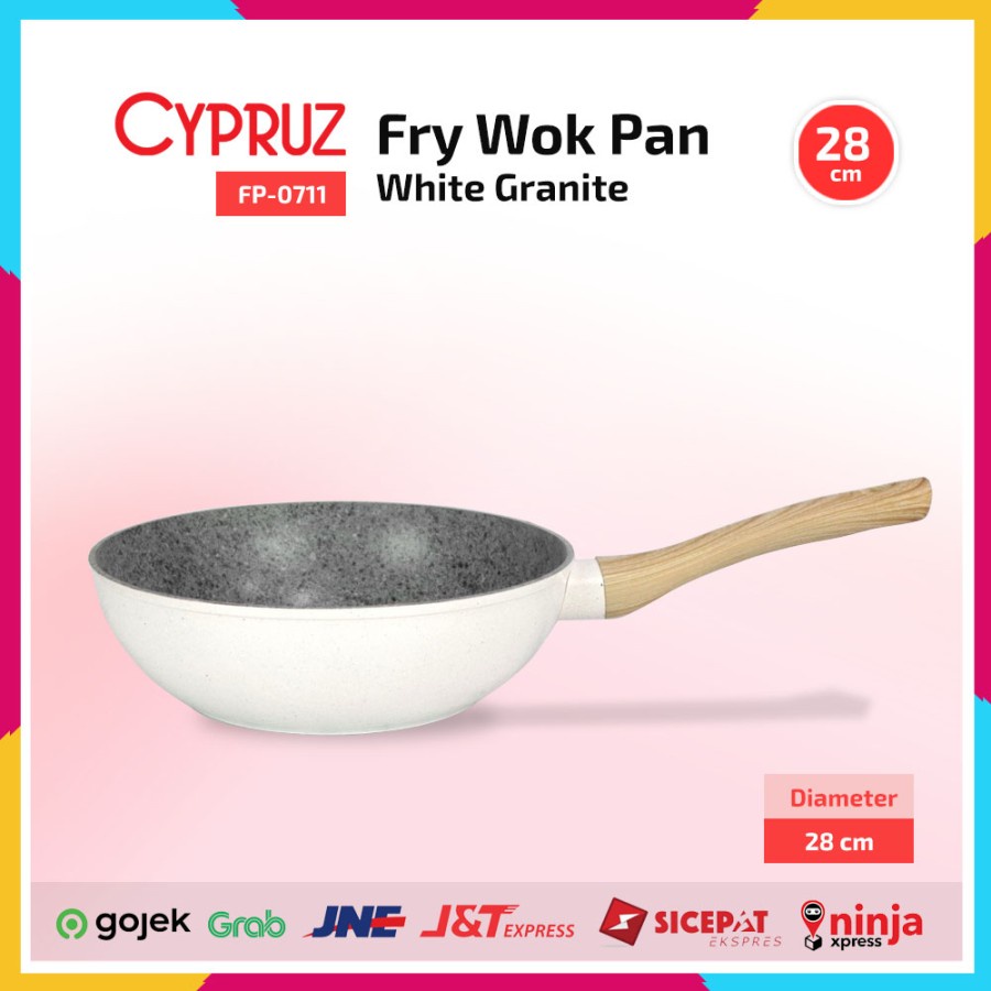 Cypruz FP-0711 Fry Wok 28 cm White Granite Series Wajan Cekung Induksi