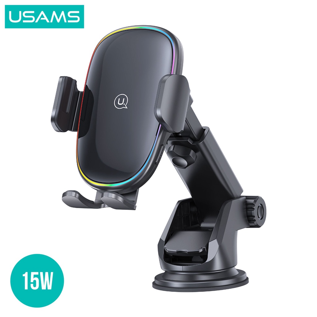 USAMS CD187 Car Holder Wireless Fast Charging 15W With Colorful Light