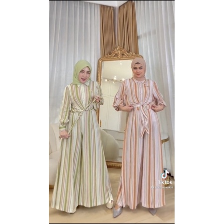 One Set Stripes Quin / Baju Setelan BKK Wanita Pita Garis