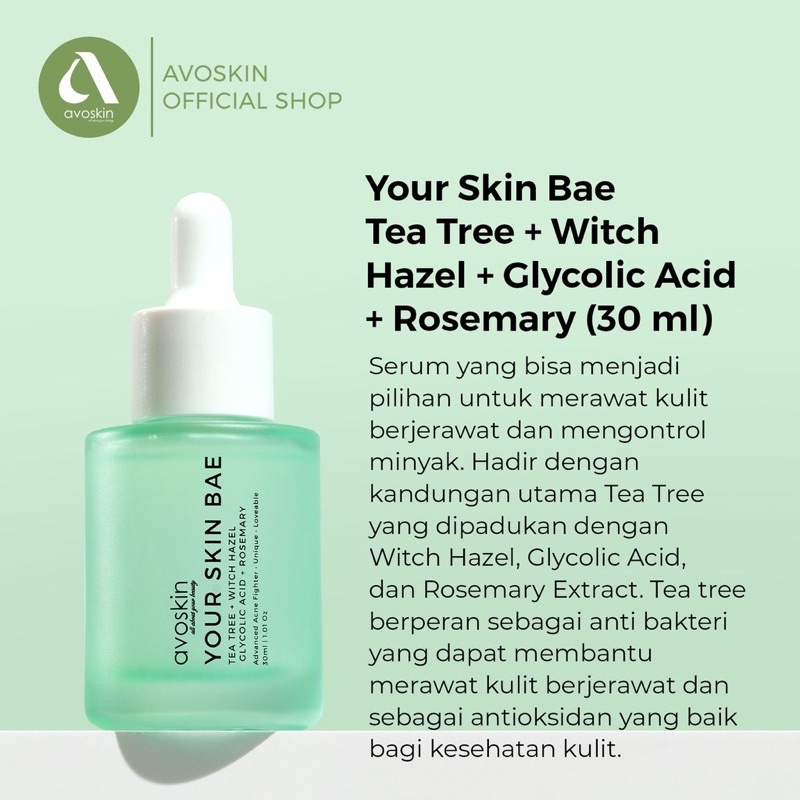 AVOSKIN Your Skin Bae Serum Tea Tree + Witch Hazel + Glycolic Acid + Rosemary (30 ml)