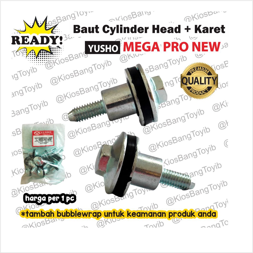 Baut Cylinder Silinder Head + Karet Seal Megapro Mega Pro New (YUSHO)