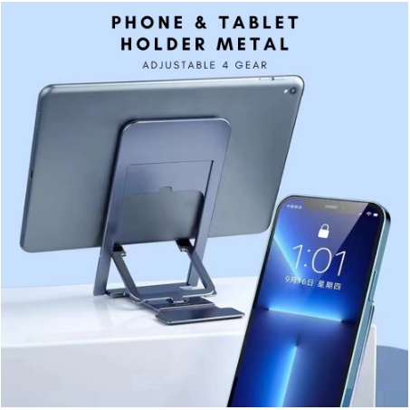 Phone Holder Stand Folding Desktop Phone Stand Phone Tablet Holder Stand Metal Dudukan HP Fully Foldable Pocket Travel Size