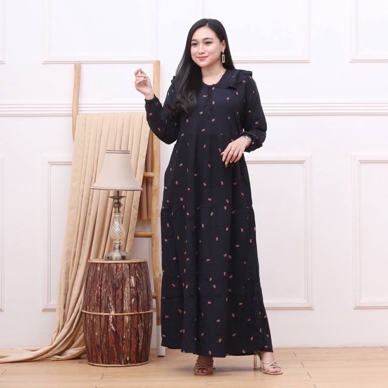 DASTER MIDI Murah Kekinian Daster BAHAN SEJUK / Busui / daster ibu gamis susun rempel midi dress mot