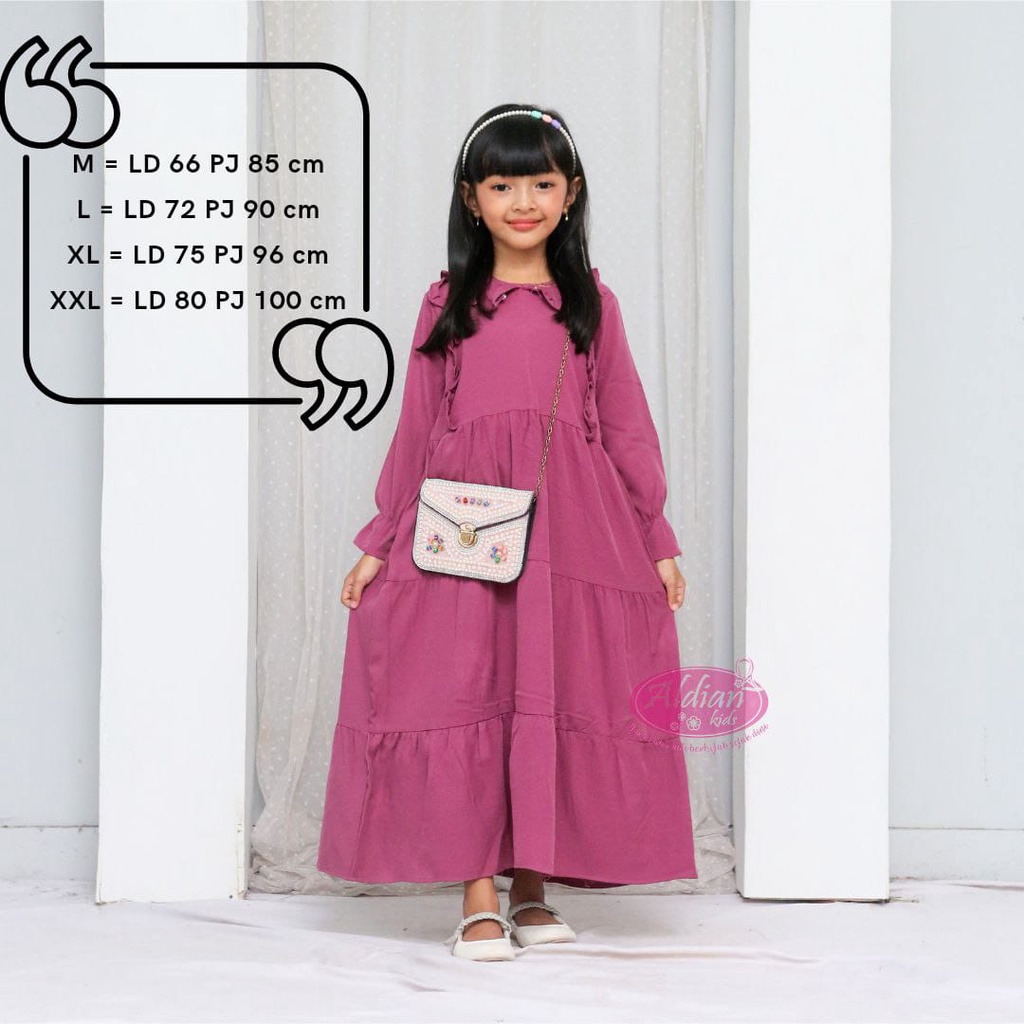 Gamis Anak Perempuan Ruffle Dress Polos Andini Terbaru 2022 / Alody's Collection