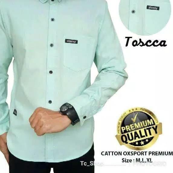 SPECIAL DISCOUNT Promo Baju Kemeja Polos Panjang Pria Hem Distro Baru - Biru Muda, M