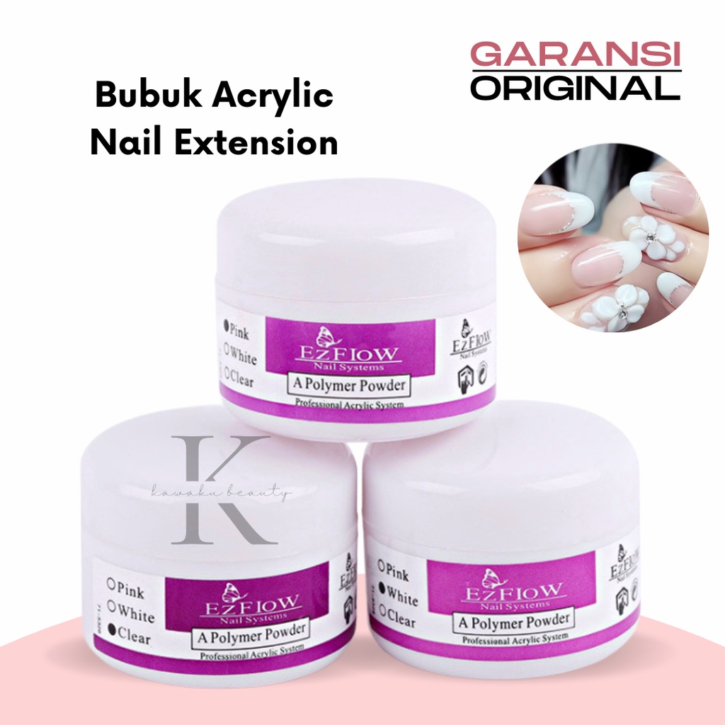 EZ Flow Acrylic Powder / Bubuk Akrilik Nail Extension Builder (BOTOL PUTIH)