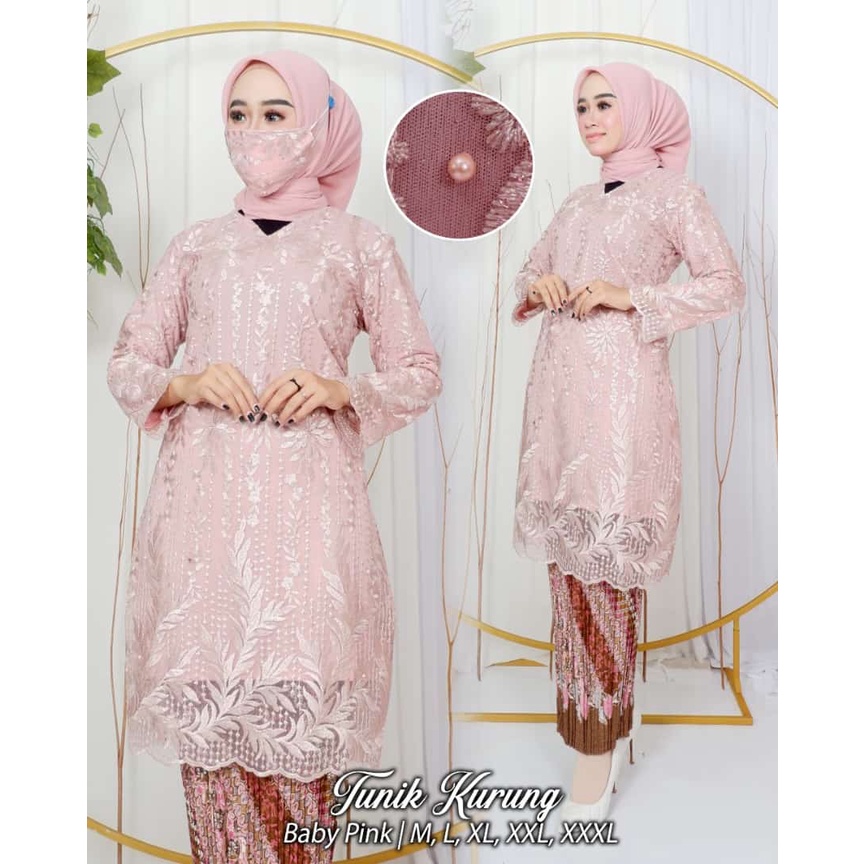 Kebaya tunik XXXL LD 125 | Tunik brukat jumbo | Kebaya tille | Baju outfit pesta kondangan lamaran pernikahan wisuda SIZE M L XL XXL