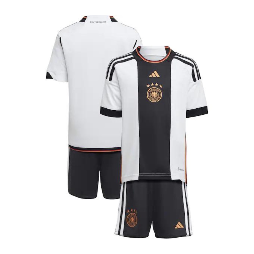 Kaos sepak bola anak laki-laki jerman home jersey futsal soccer club baju dan celana setelan t-shirt outfit jersy seragam print custom klub kostum olahraga pakaian apparel jersi sport polos