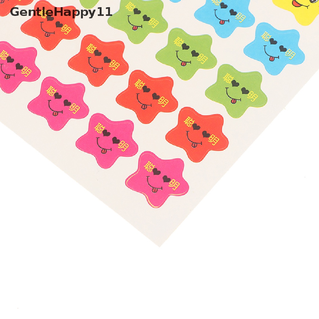 Gentlehappy 400pcs Smile Bintang Decal Anak Sekolah Kids Guru Label Reward Lucu Stiker id