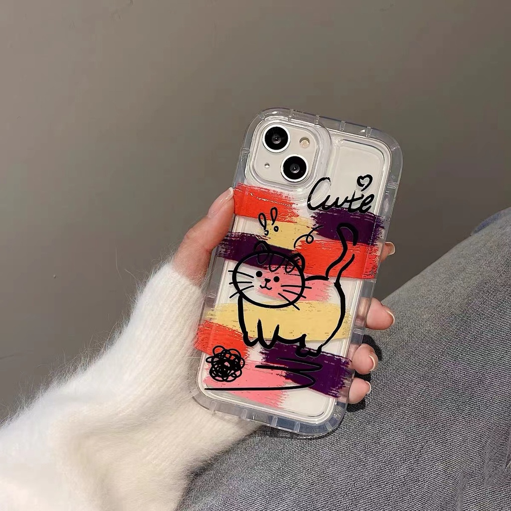 Soft Case Silikon TPU Transparan Motif Kucing Untuk IPhone 14 12 13 11 Pro XS Max 7 8 6 6S Plus X XR