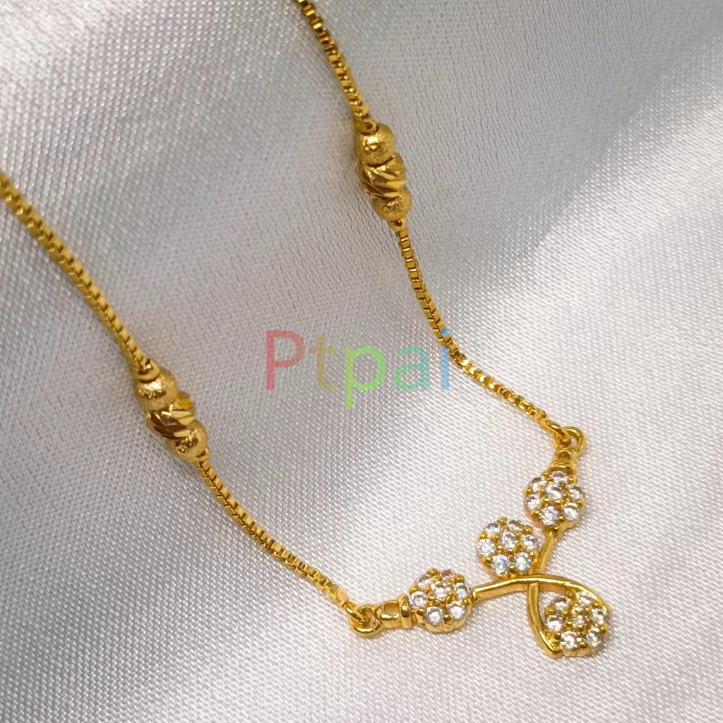 Kalung Liontin Berlian Titanium Wanita Anti Karat Fashion Korea Permata Zircon Aksesoris lapis emas 24k gold