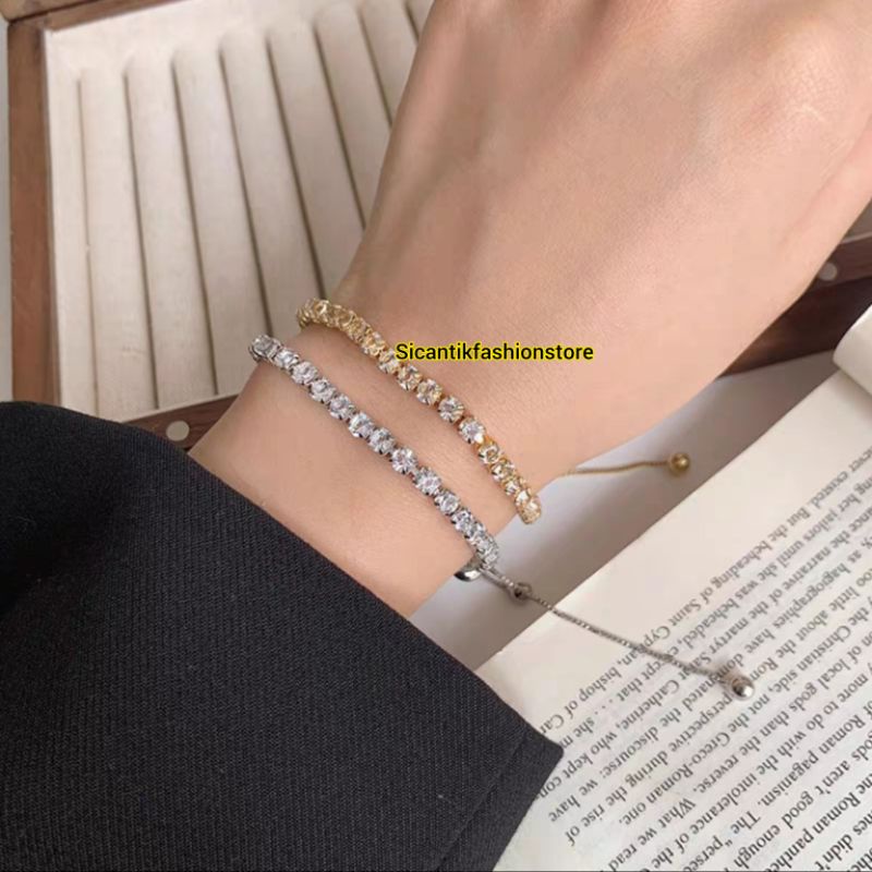 GELANG TITANIUM WANITA FULL PERMATA ASLI TITANIUM TERBARU TERLARIS ANTI KARAT SELAMANYA GELANG WANITA MODEL SERUT GELANG PERMATA WANITA PERHIASAN WANITA