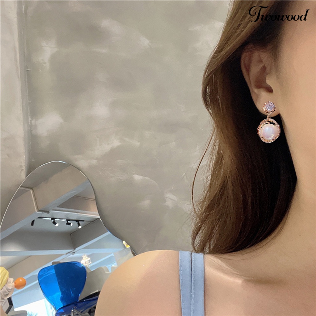 Anting Mutiara Berlian Imitasi Model Simple Untuk Wanita