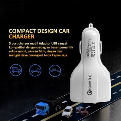 Saver Mobil Car Charger Fast Charger 3 Port USB QC 3.0 TYPE C Output Saver Mobil Pengisi Daya Ponsel Tipe C Pengisi Daya Cepat untuk iPhone 13 Xiaomi Huawei Samsung