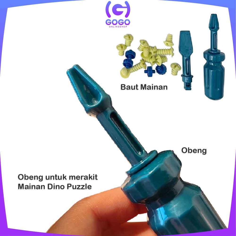 GOGO-M219 DIY Dino Puzzle Assembly 3IN1 Mainan Anak Bongkar Pasang Dinosaurus BONUS OBENG / Mainan Edukasi Anak DIY Assemble Dinosaur Set