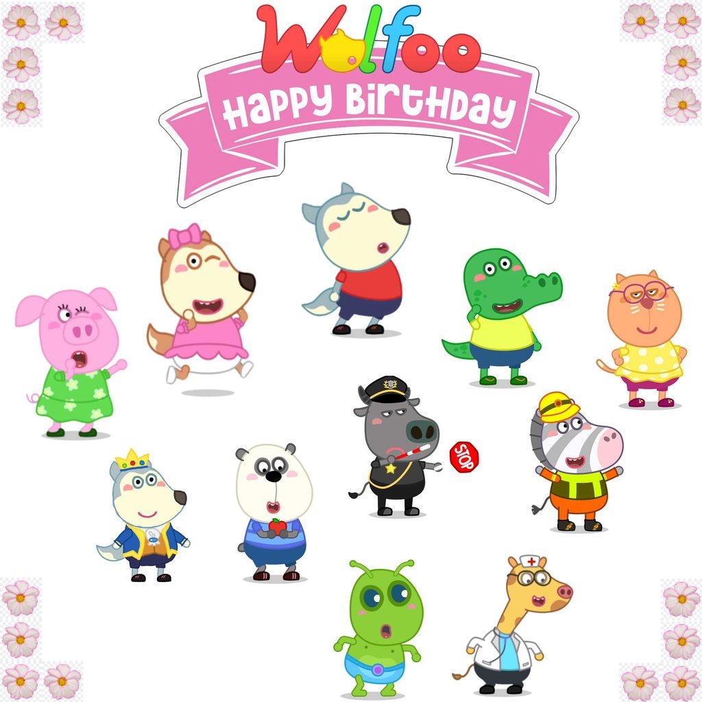 

TOPPER CAKE ULANG TAHUN / HIASAN KUE WOLFOO AENBAG TOPER KERTAS