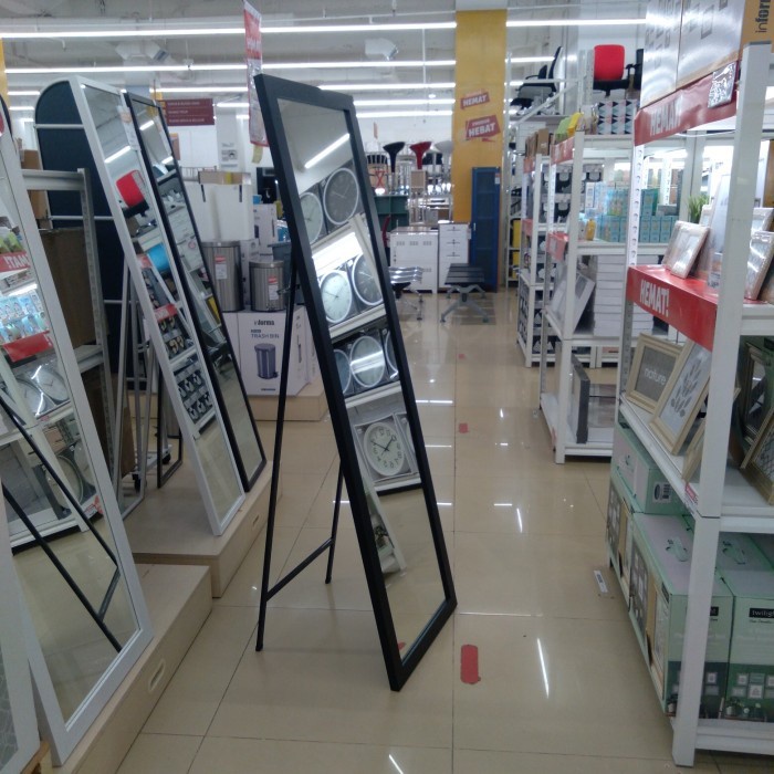 :=:=:=:=] standing mirror informa kaca sebadan coklat cermin badan