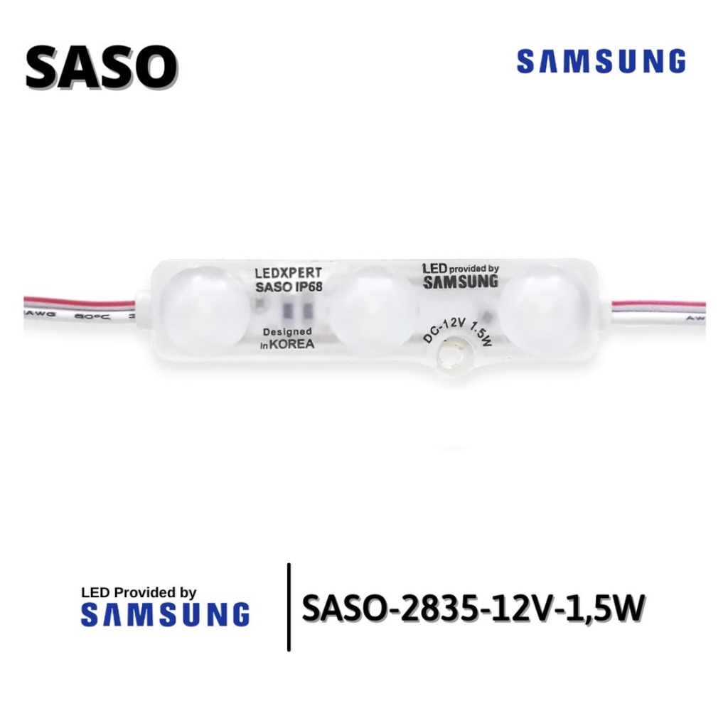 Modul Lampu LED SAMSUNG SASO IP68 SMD 2835 DC 12V Module 1.5 Watt 1.5W 3 Titik Mata Mobil Motor Neon Box KOREA